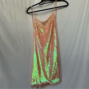 Urban Outfitters Peach Sequin Open Back Dress Size M